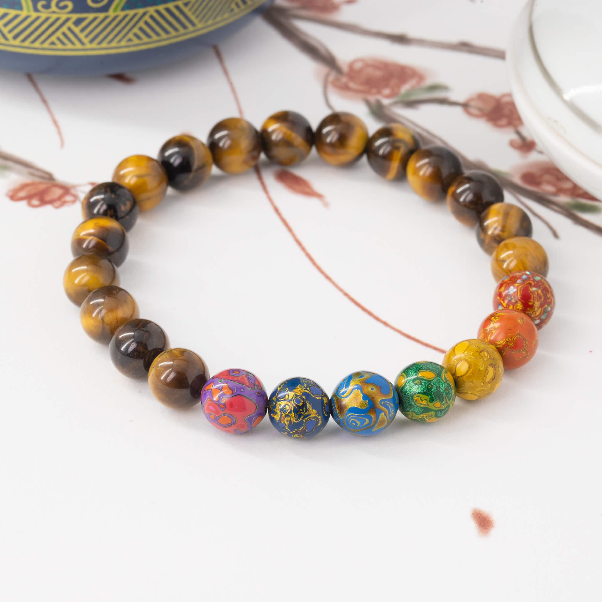 Urushi Gemstone Bracelet – Elemental Harmony(8mm)