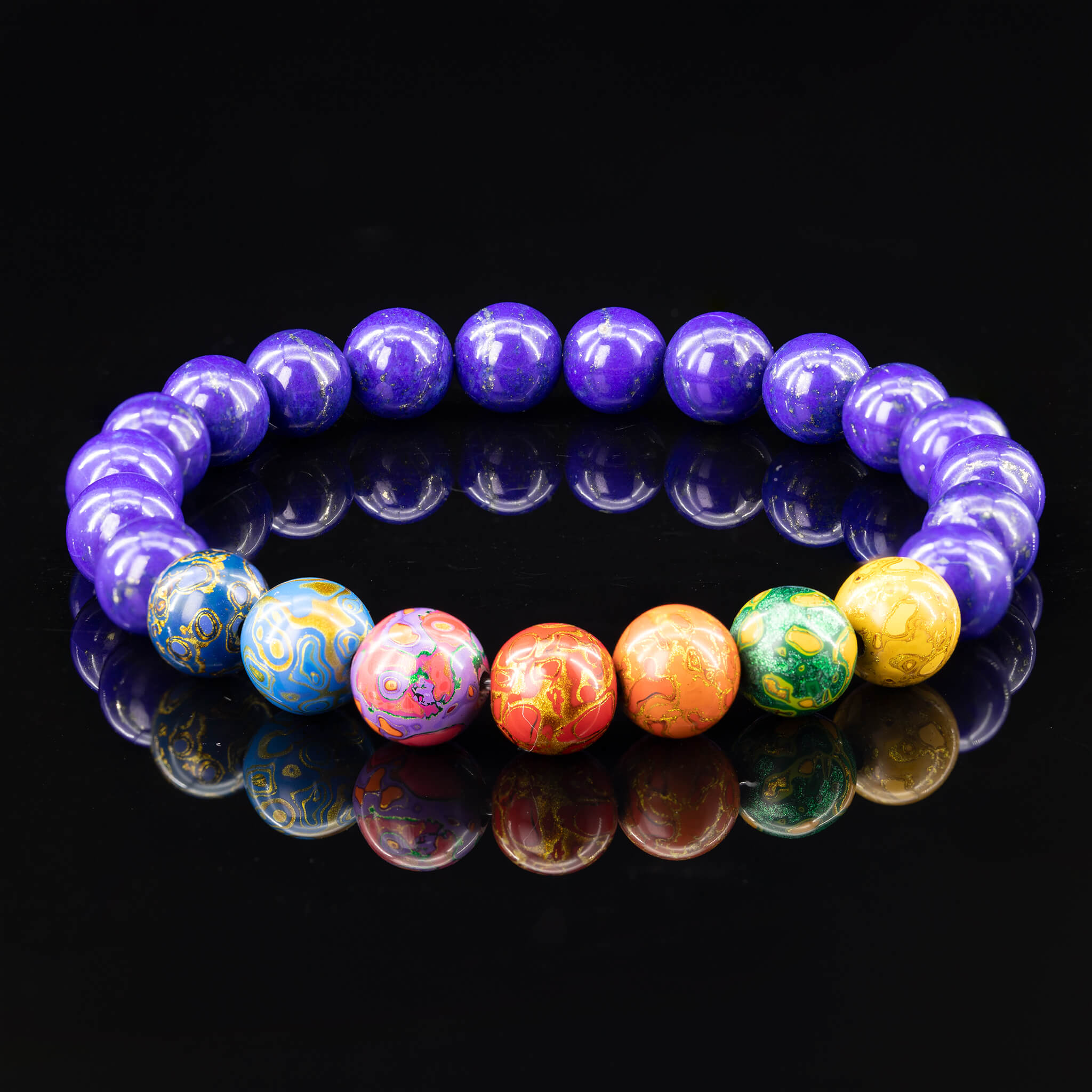 Urushi Gemstone Bracelet – Elemental Harmony(8mm)