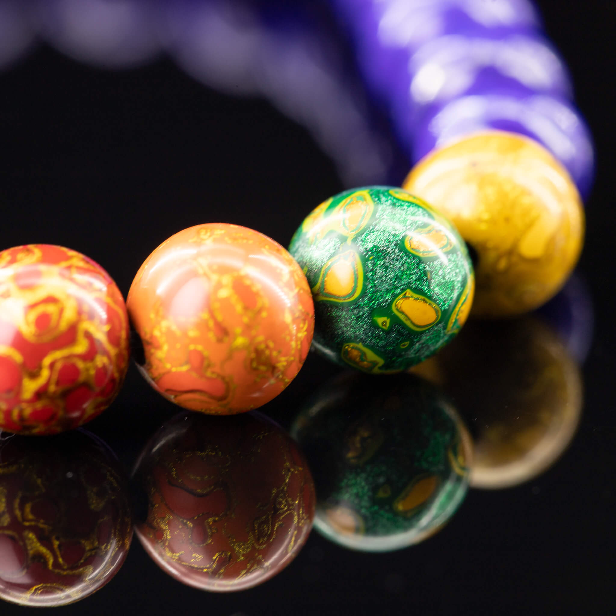 Urushi Gemstone Bracelet – Elemental Harmony(8mm)