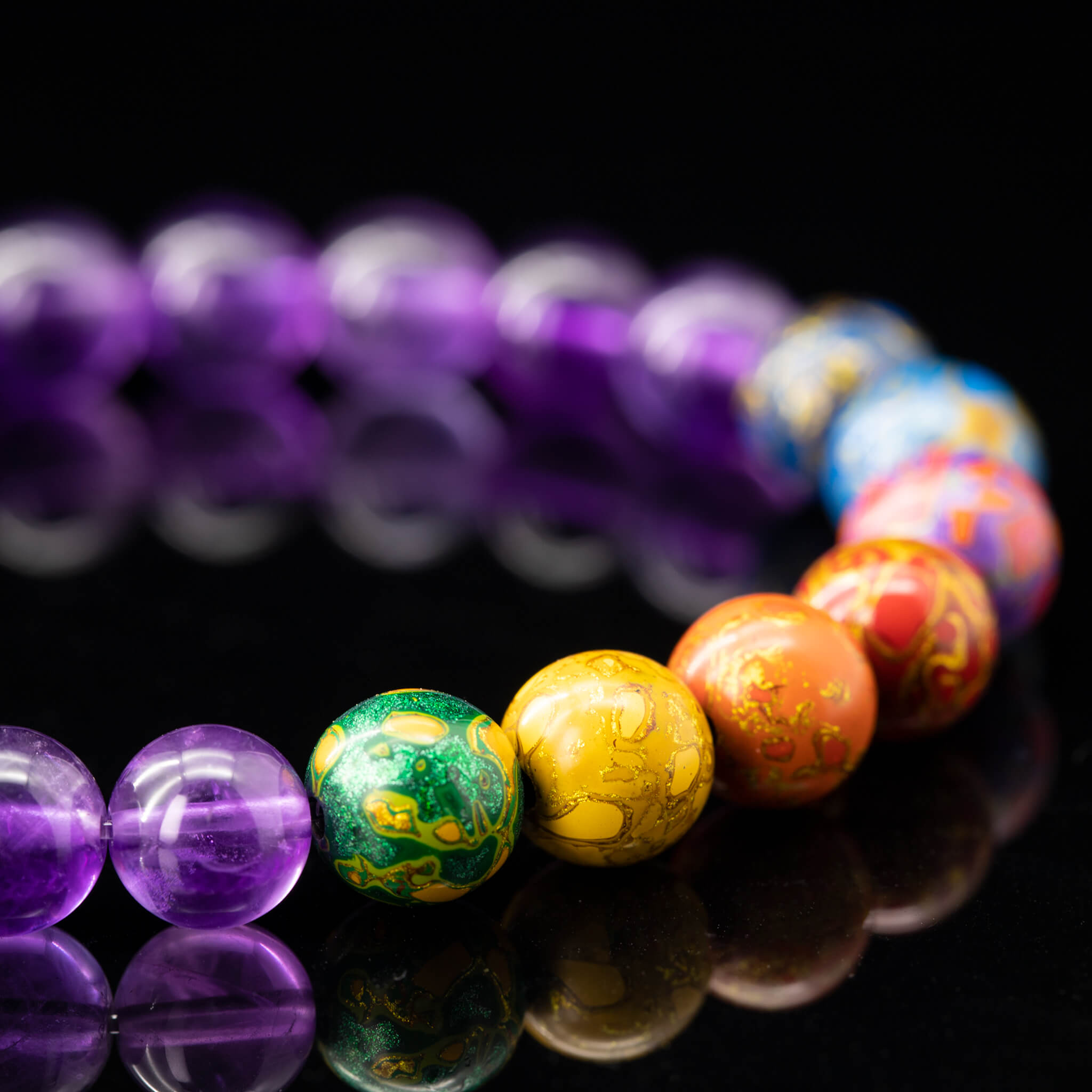 Urushi Gemstone Bracelet – Elemental Harmony(8mm)