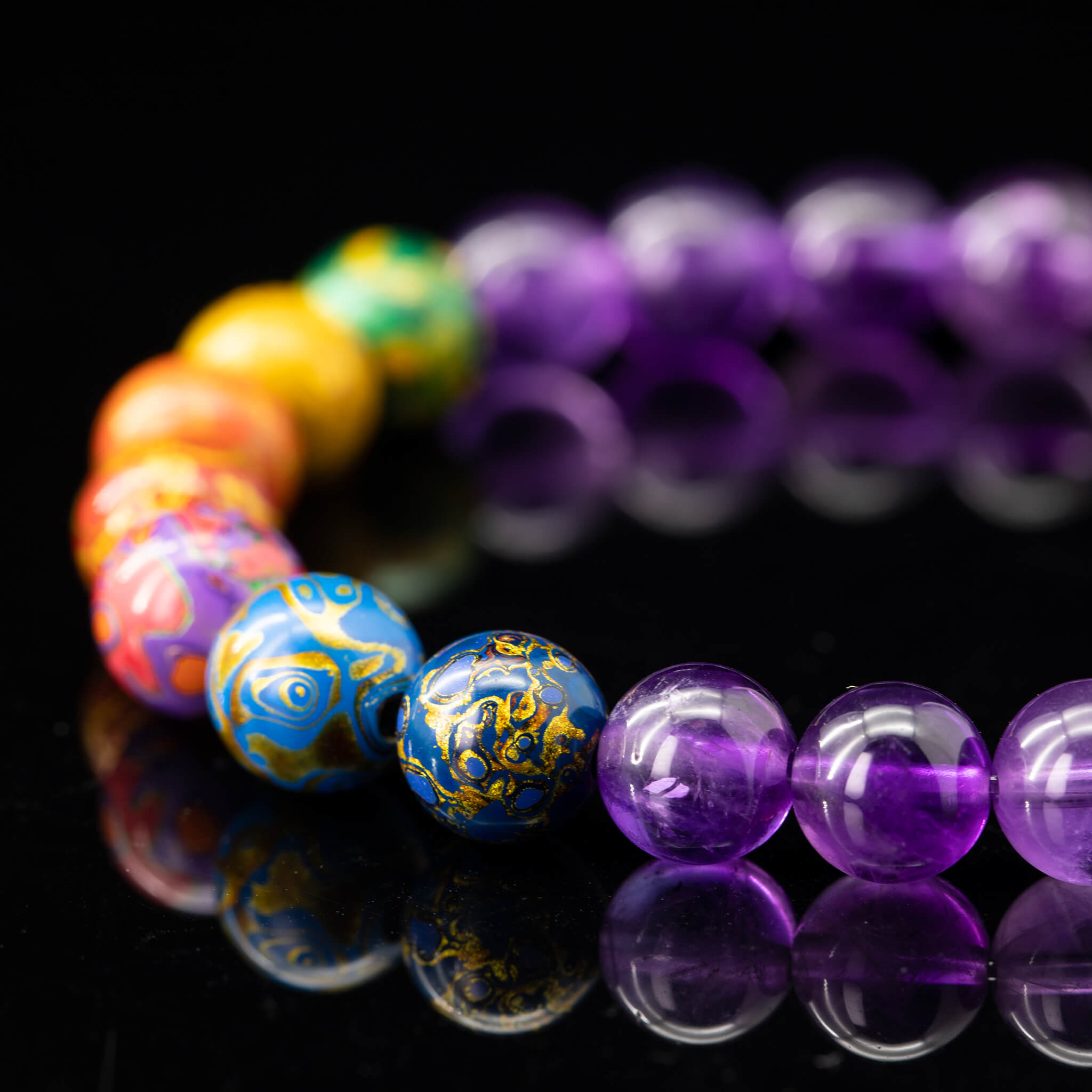 Urushi Gemstone Bracelet – Elemental Harmony(8mm)