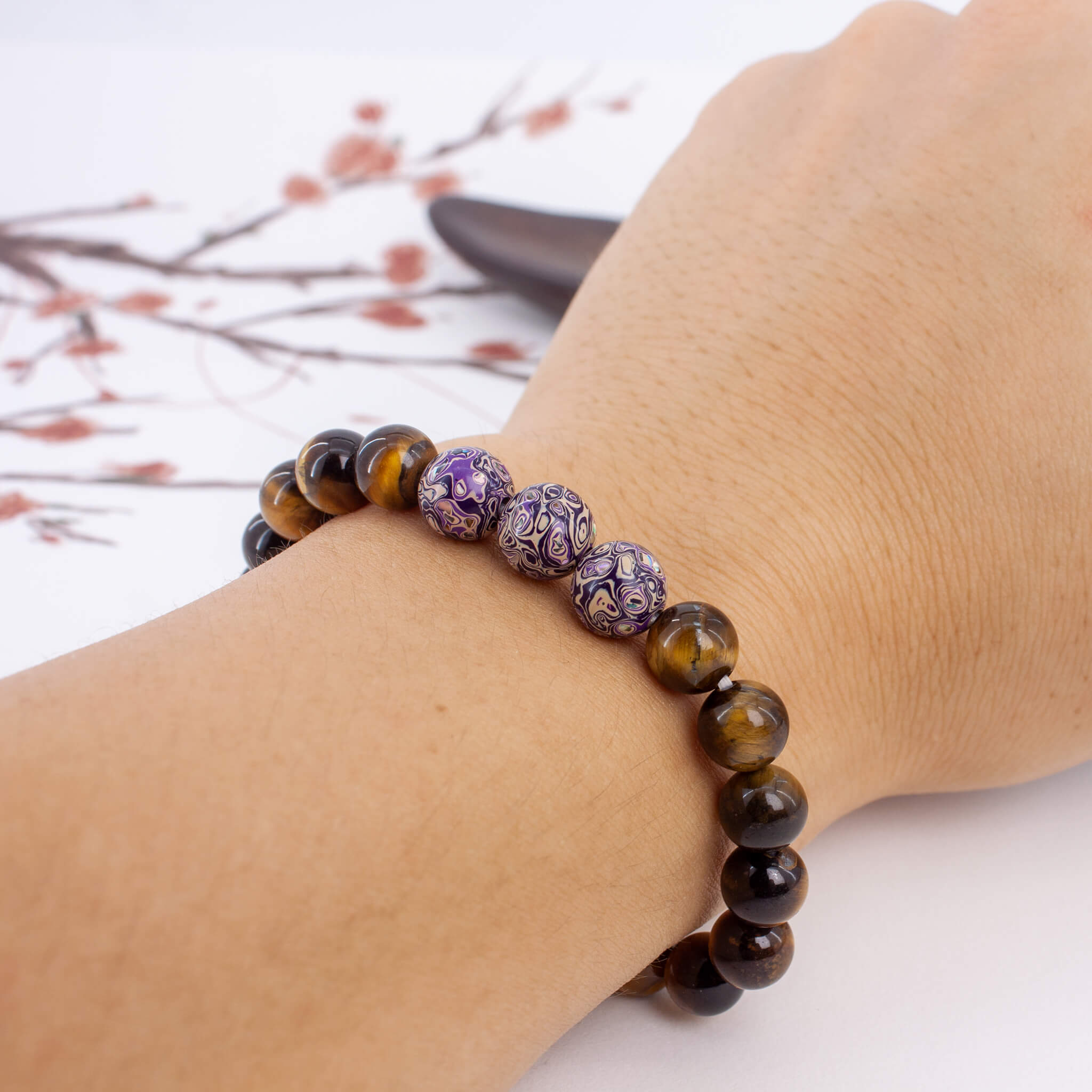 Urushi Gemstone Bracelet – Tiger Veil(8mm)
