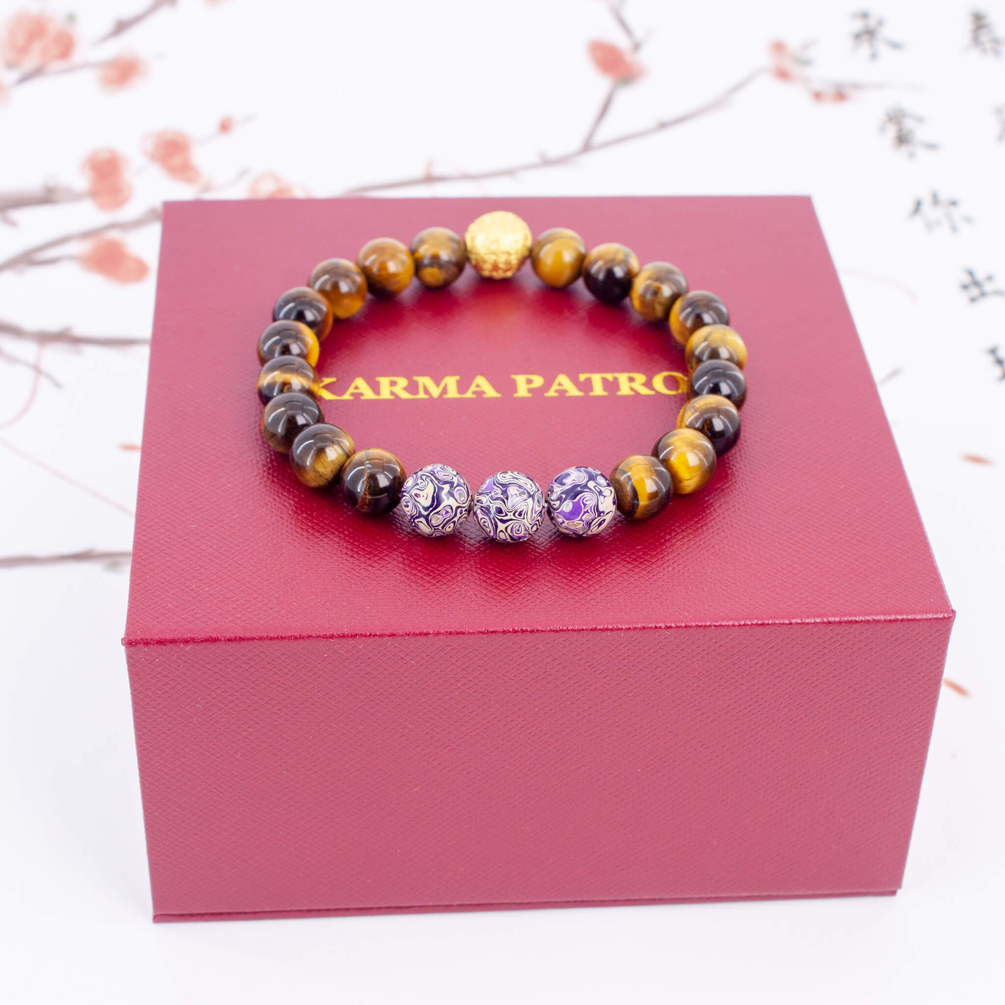 Urushi Gemstone Bracelet – Tiger Veil(8mm)