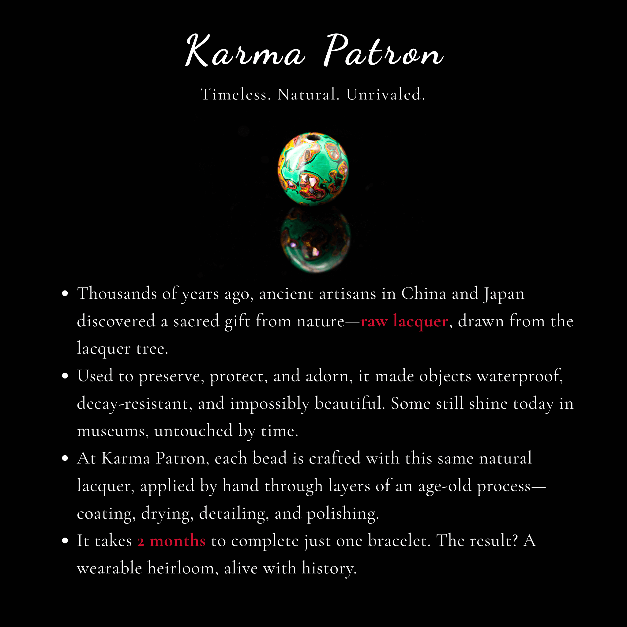 Urushi Heirloom Bracelet – Verdant Edition(8mm)
