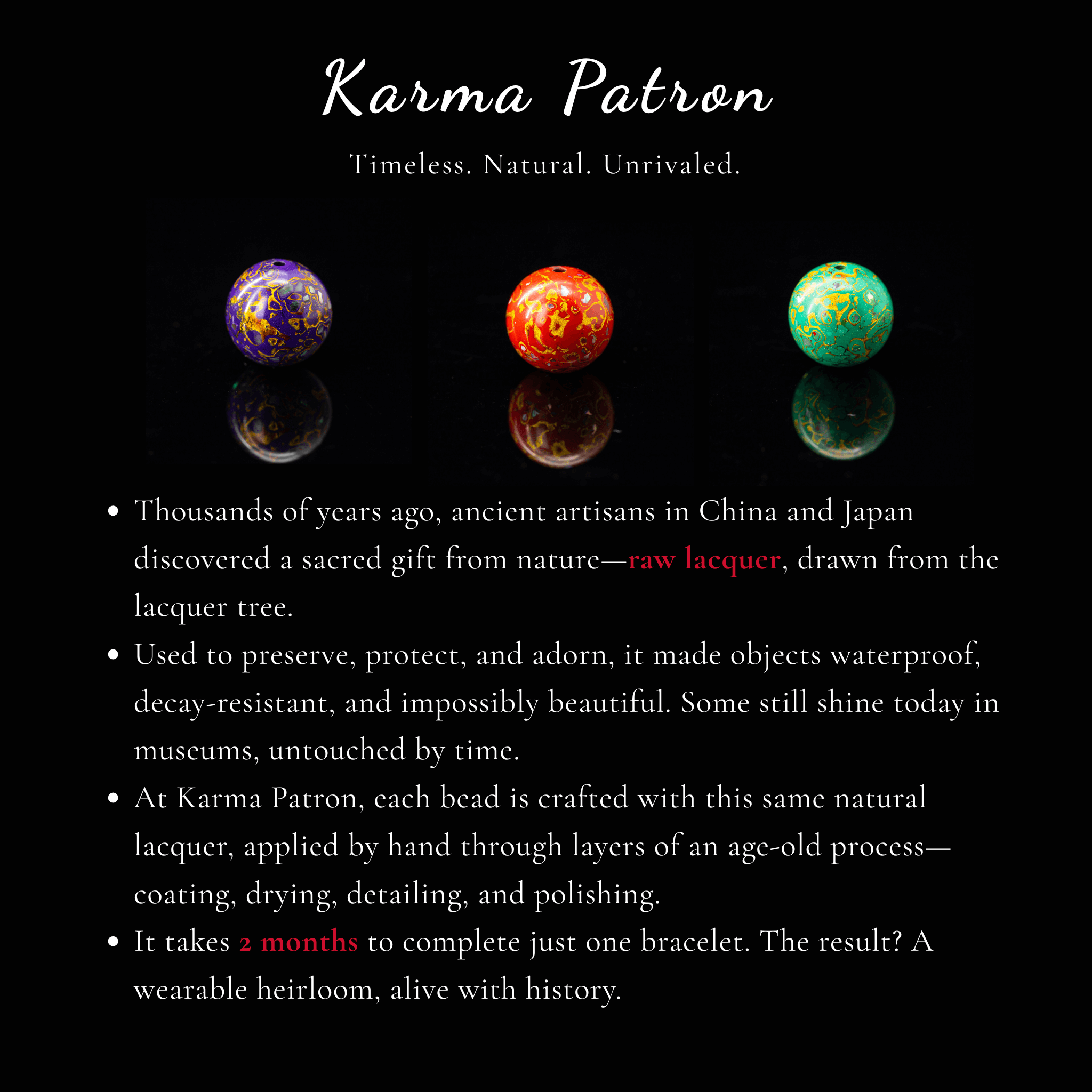 Urushi Heirloom Bracelet – Rainbow Charm(15mm)