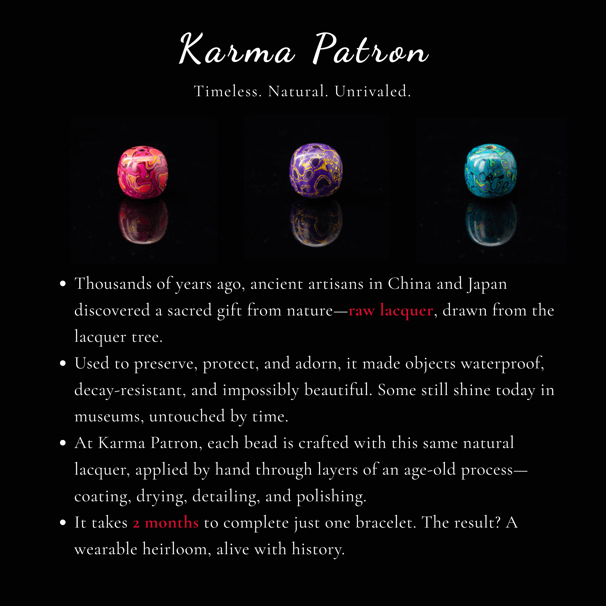 Urushi Heirloom Bracelet – Rainbow Charm Ⅱ(12mm)