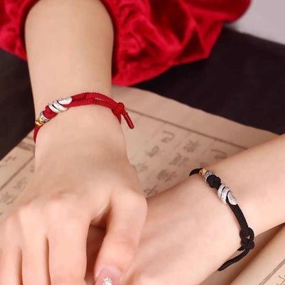 Pulsera de la suerte con amuleto de serpiente de plata de ley 925 con hilo rojo del Año de la Serpiente 