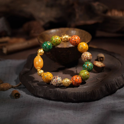 Lacquerware Beaded Amber Protection Lucky Bracelet