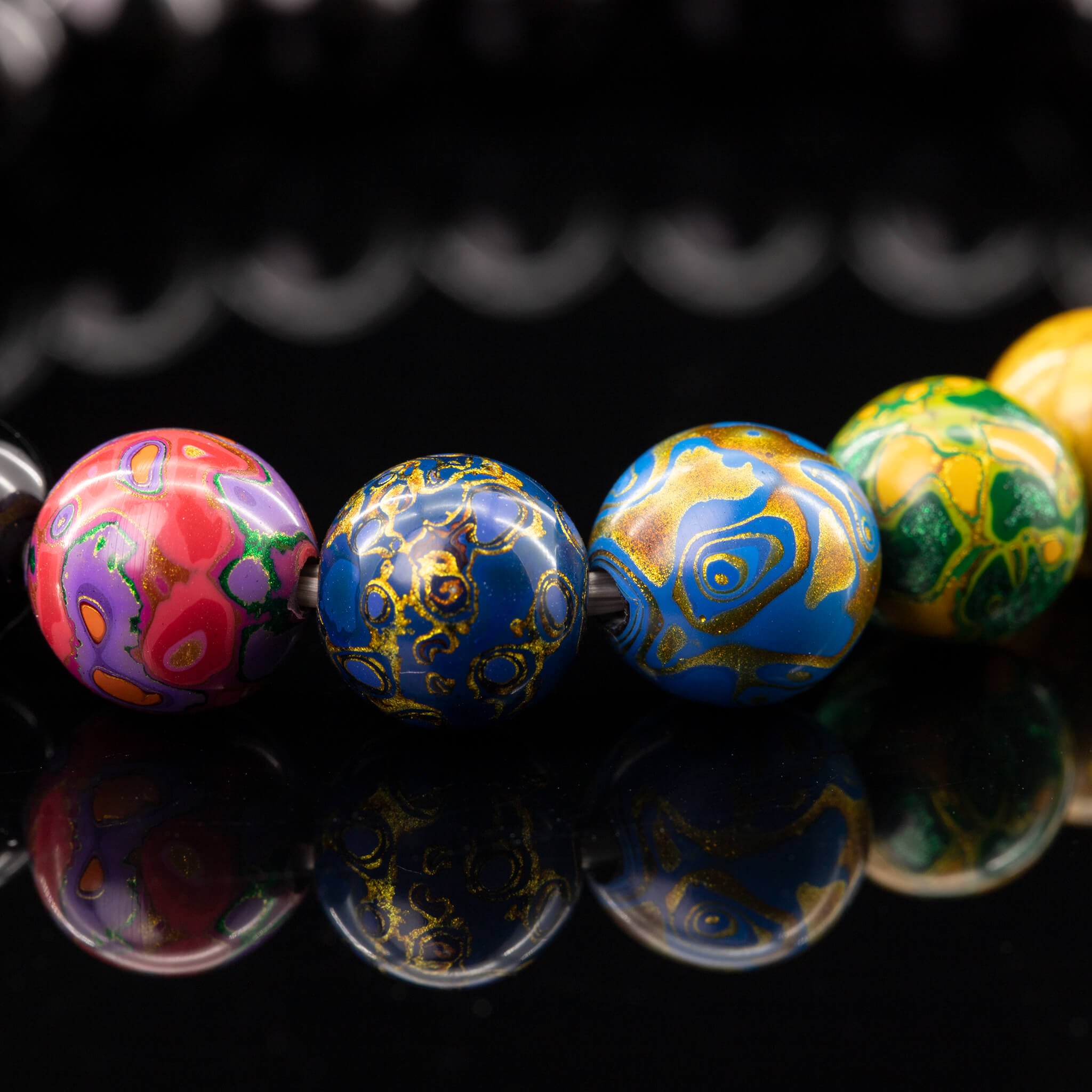 Urushi Gemstone Bracelet – Elemental Harmony（8mm）