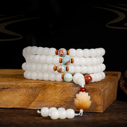 Pulsera de calma con malas de semillas de Bodhi blancas 