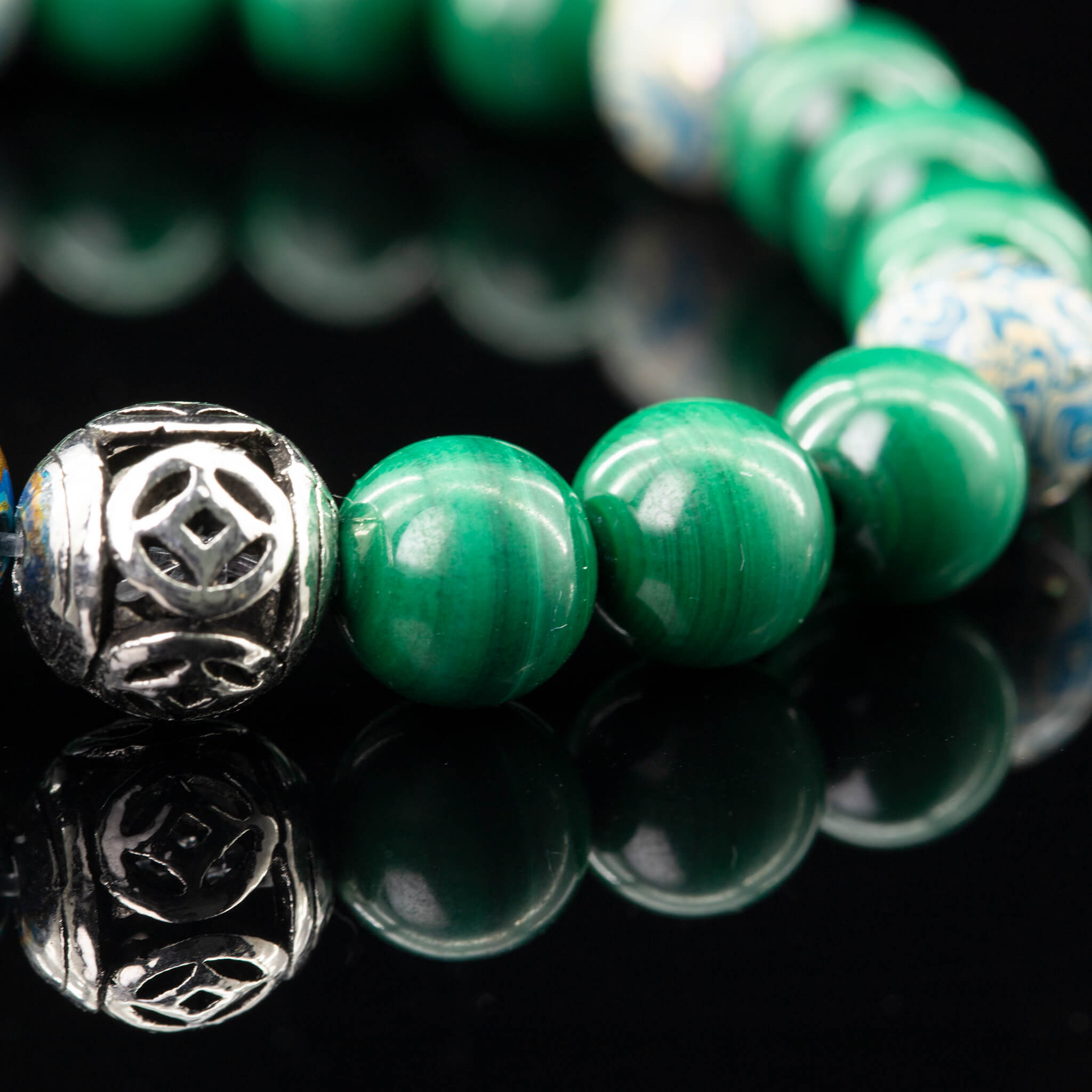 Urushi Gemstone Bracelet – Malachite Energy（8mm）