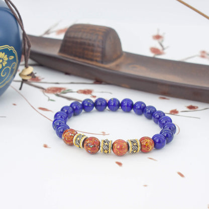 Urushi Gemstone Bracelet – Lapis Ember（8mm）