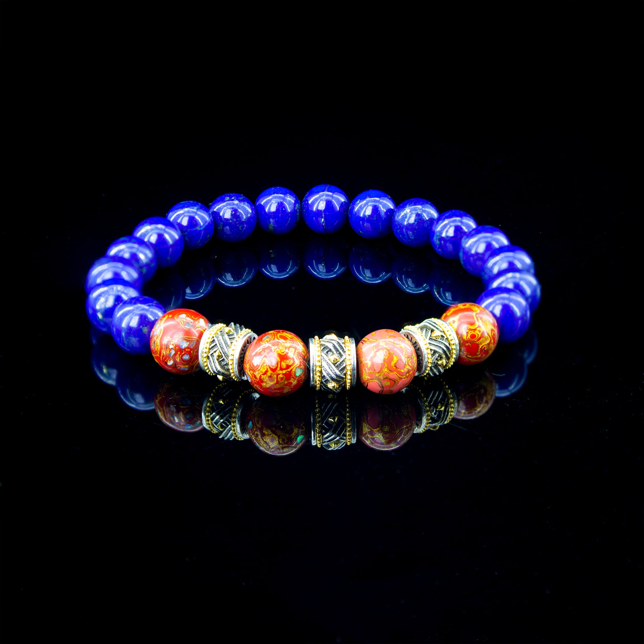 Urushi Gemstone Bracelet – Lapis Ember（8mm）