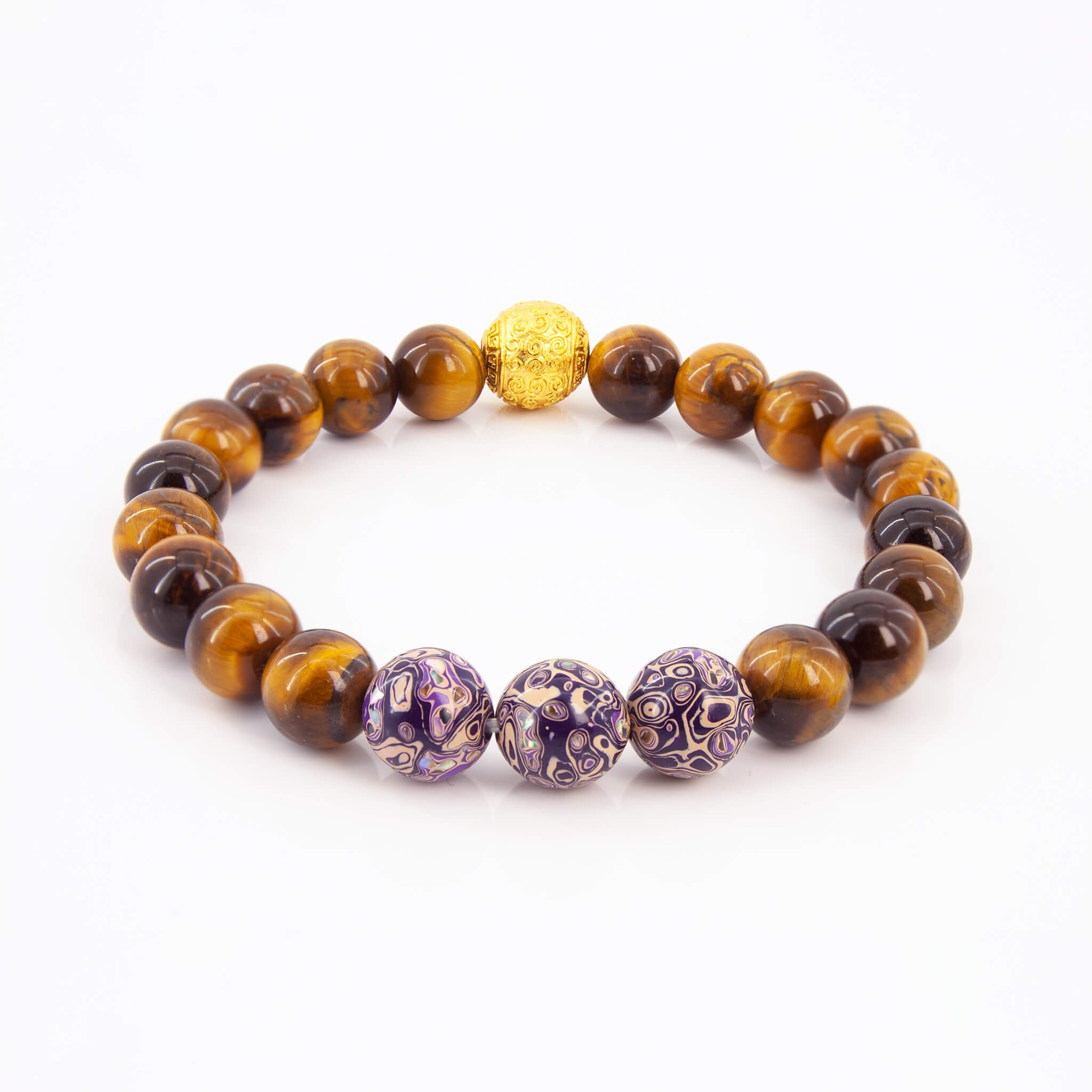 Urushi Gemstone Bracelet – Tiger Veil（8mm）