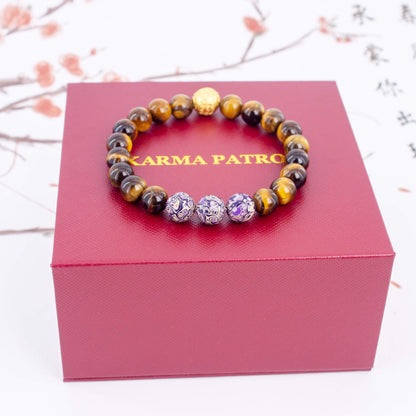 Urushi Gemstone Bracelet – Tiger Veil（8mm）