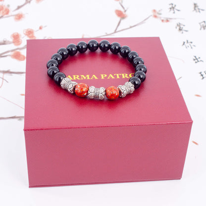 Urushi Gemstone Bracelet – Obsidian Flame（8mm）