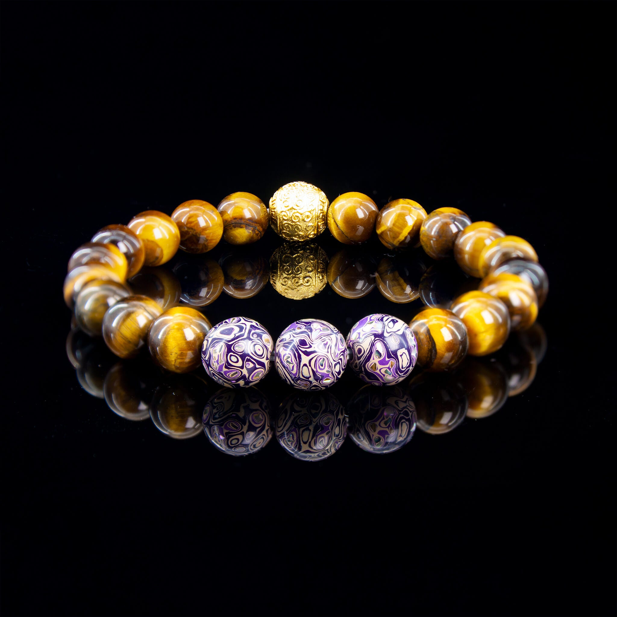 Urushi Gemstone Bracelet – Tiger Veil（8mm）
