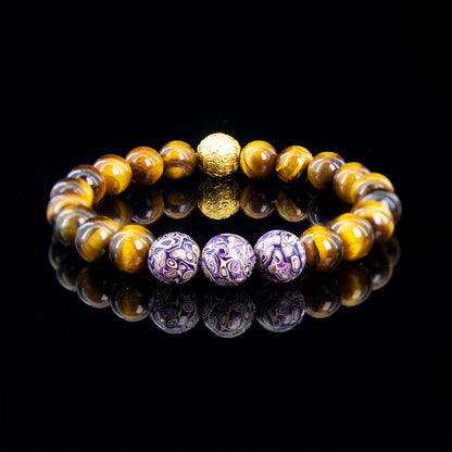 Urushi Gemstone Bracelet – Tiger Veil（8mm）