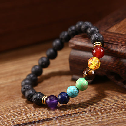 7 Chakra gemstones used in Lava Stone Bracelet for emotional healing