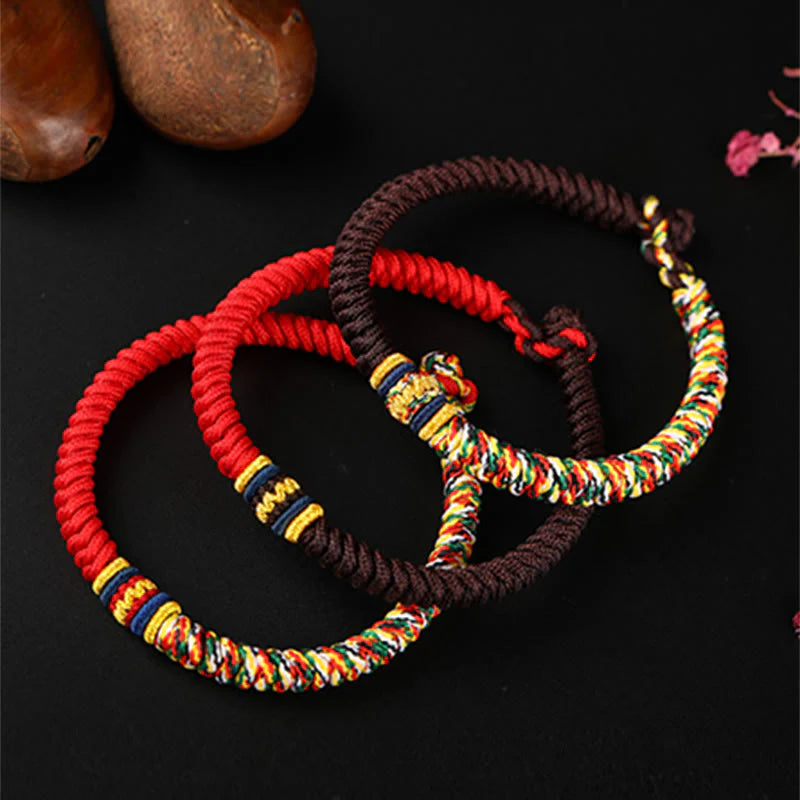 Pulsera trenzada de cuerdas de fuerza hecha a mano tibetana 