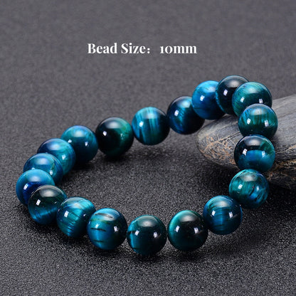 Blue Tiger Eye Bracelet with 10mm beads, offering a statement of strength and confidence