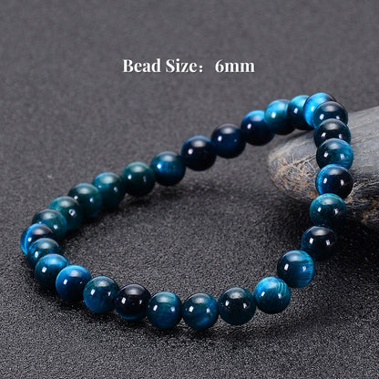 Blue Tiger Eye Bracelet featuring 6mm beads, perfect for a subtle and elegant look