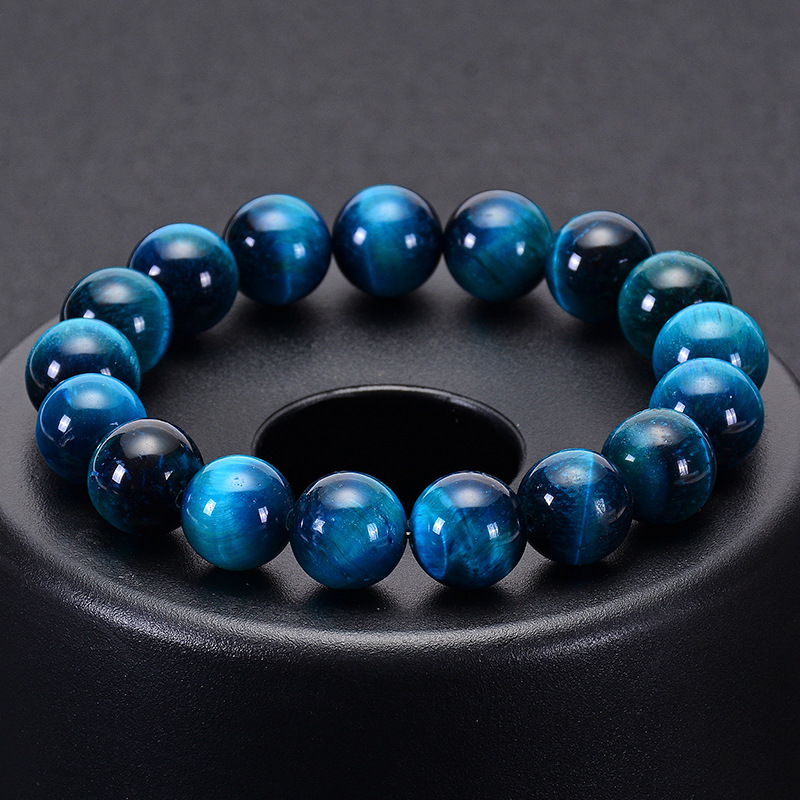 ront view of the Blue Tiger Eye Bracelet showcasing its elegant design and natural shine.