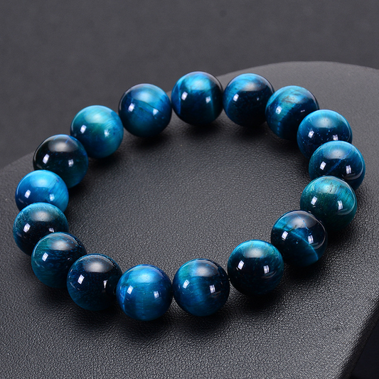 Close-up detail of the Blue Tiger Eye Bracelet highlighting the unique texture of the stones