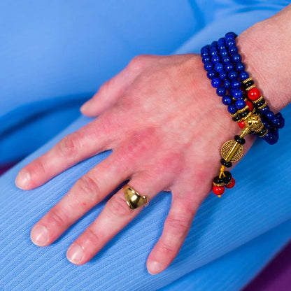 Stylish and meaningful Lapis Lazuli mala bracelet, promoting spiritual growth