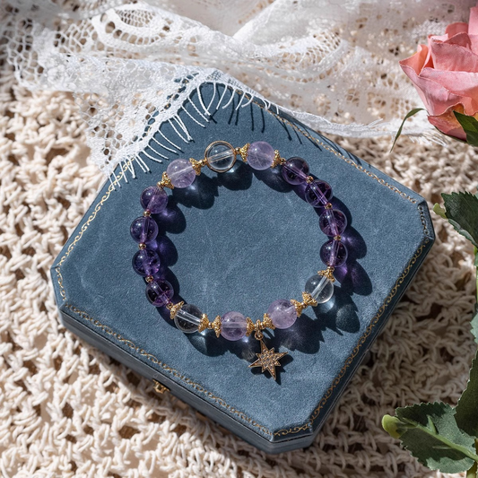 Amethyst Bead Bracelet – Front View Showing Natural Amethyst Gemstones