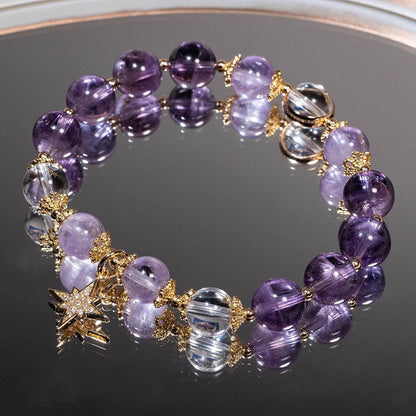 Natural Amethyst Bead Bracelet – Healing Gemstone Jewelry for Peace and Balance