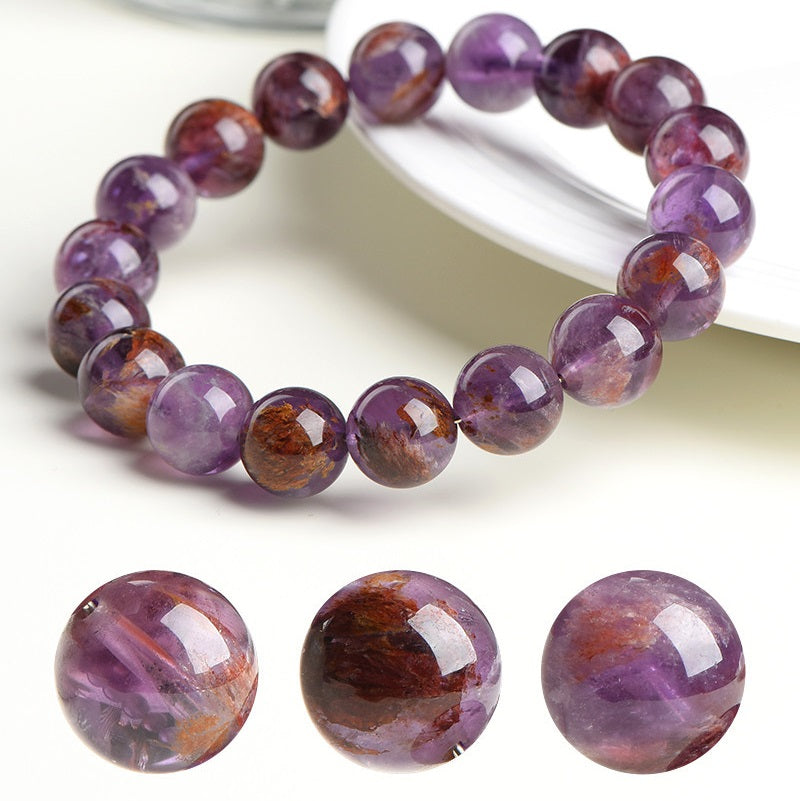 Amethyst bracelet with crystal beads, offering spiritual clarity and protection