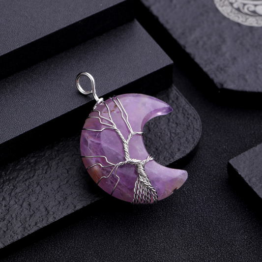 amethyst moon tree pendant