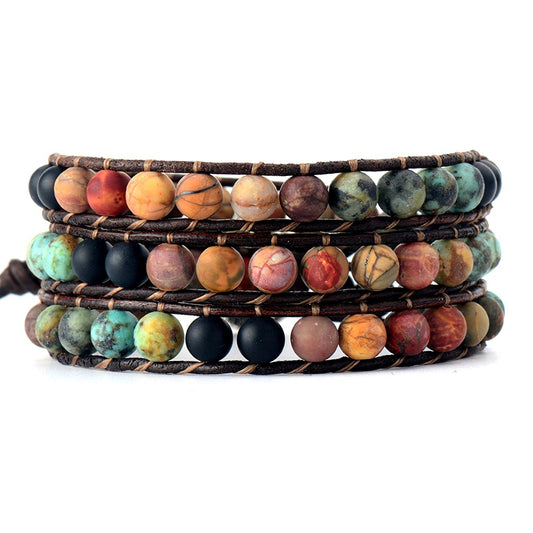 Front view of the Balanced Life Agate Bracelet showcasing natural agate stones for calmness and balance