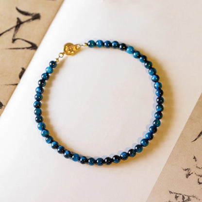 Natural Blue Tiger Eye Stone Protection Bracelet, showcasing the full design and beads