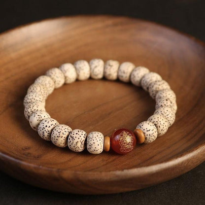 Buddha beads bracelet with agate for spiritual protection and good fortune