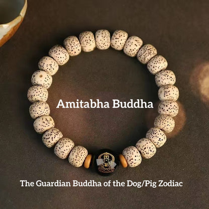 Buddha beads bracelet with zodiac dog/pig protection Buddha