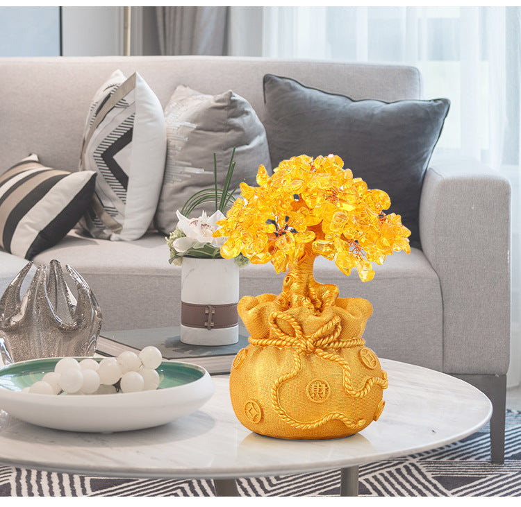 Citrine money tree crystal tree as a decorative piece in home interior, bringing prosperity and good luck