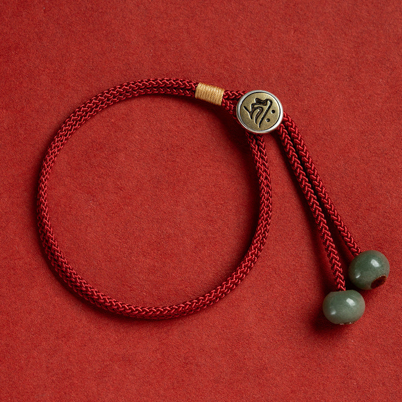 Handmade Red String Protection Bracelet with Chinese Zodiac Buddha Charm