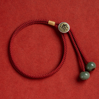 Handmade Red String Protection Bracelet with Chinese Zodiac Buddha Charm