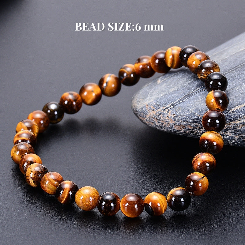 6mm Tiger Eye Protection Bracelet – Close-up of the bracelet showcasing its natural hues