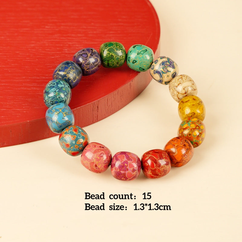 Lacquer bead bracelet style with 1.3cm beads, highlighting traditional artistry