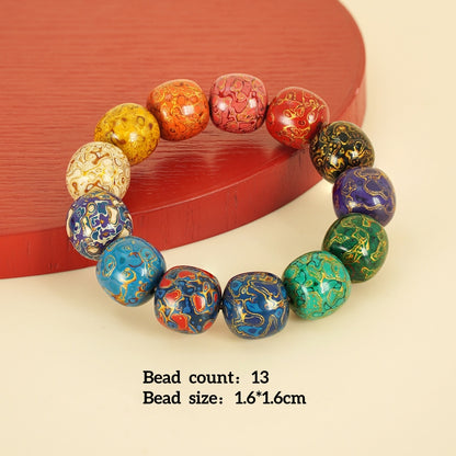 Lacquer bead bracelet style with 1.5cm beads, showcasing vibrant lacquer finish