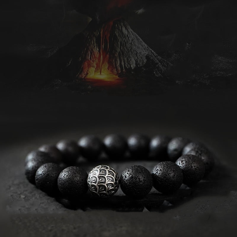 Lava Stone Bracelet from a different angle, emphasizing the texture and natural elements of the lava stone beads