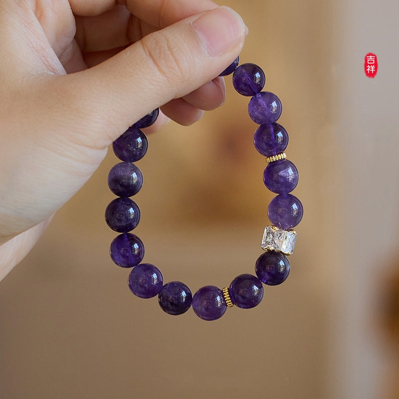 Brilliant Diamond Amethyst Bracelet – High-End Design with Prosperity and Balance Energy