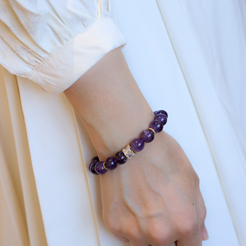 Brilliant Diamond Amethyst Bracelet Worn – Elegant Design for Spiritual and Financial Balance