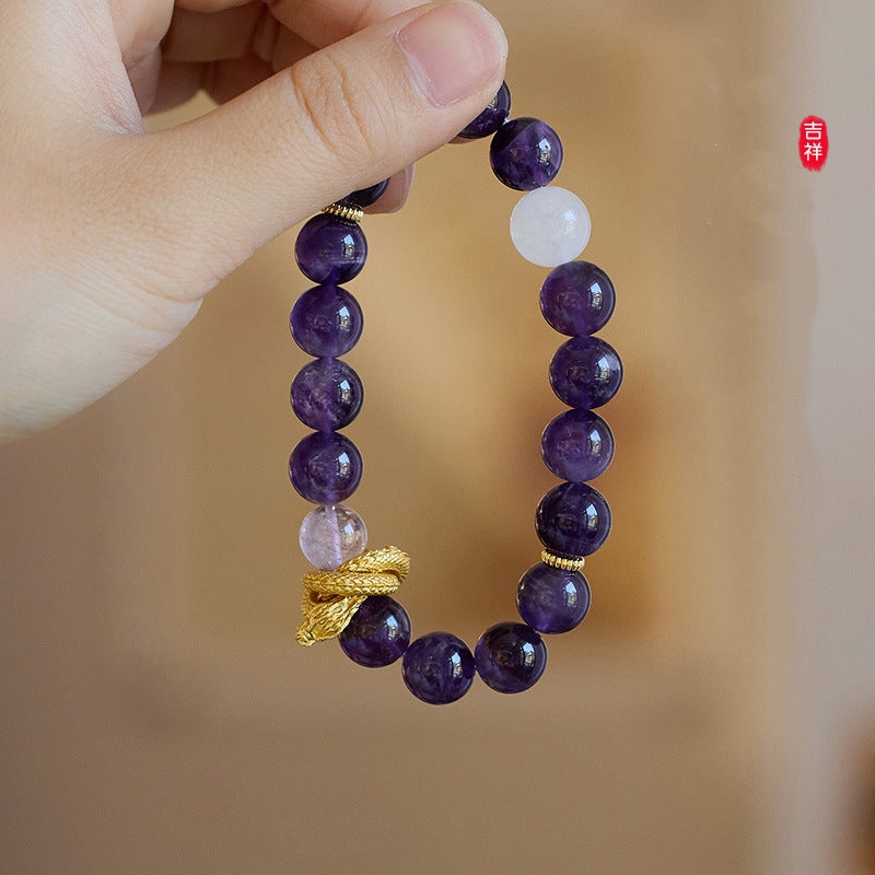 Dragon’s Fortune Amethyst Bracelet – Symbol of Prosperity and Good Luck