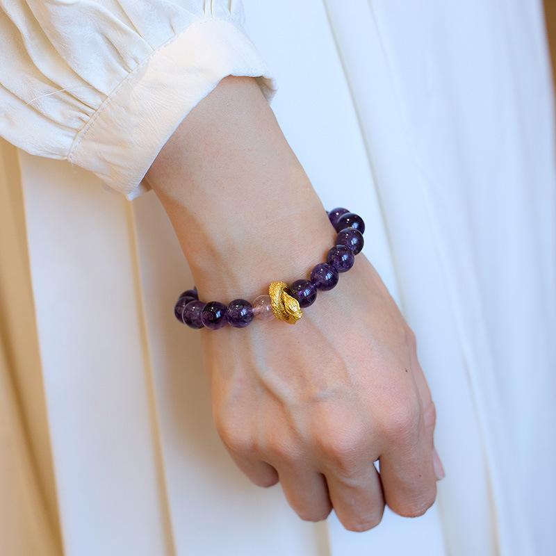 Dragon’s Fortune Amethyst Bracelet Worn – Empowerment and Prosperity with Amethyst