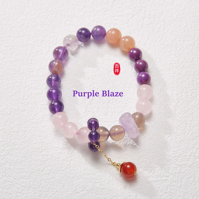 Purple Blaze Natural Amethyst Crystal Wealth Bracelet – Bold Design with Prosperity Energy