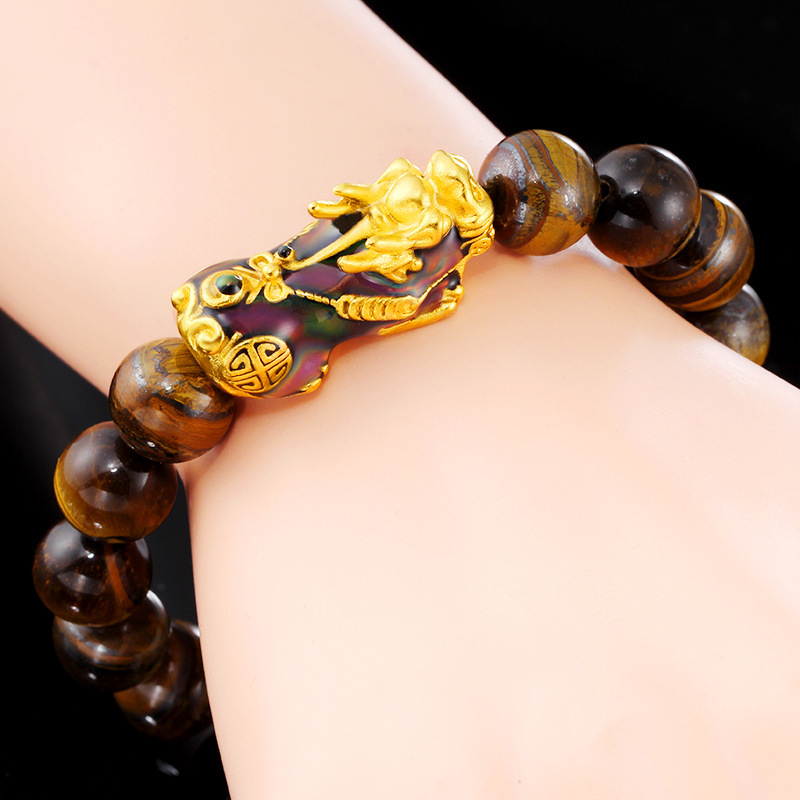 Pi Xiu Tiger's Eye Feng Shui Bracelet worn for protection, good luck, and wealth